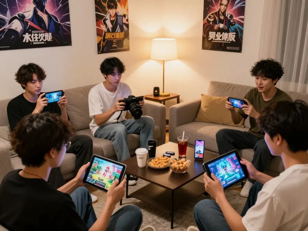 Players enjoying exciting porn ganes in a cozy living room, showcasing vibrant graphics and interactive gameplay.