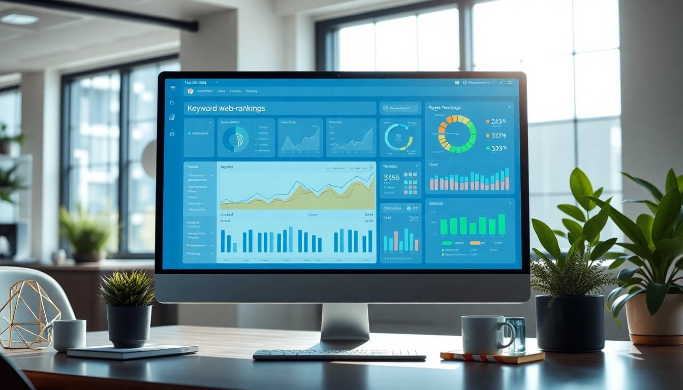 Analysieren Sie den Web-Rang in einem modernen digitalen Dashboard für effektives SEO.