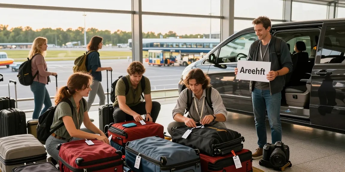 Transfer zum Flughafen Frankfurt mit freundlichem Fahrer und Gepäckbereich.