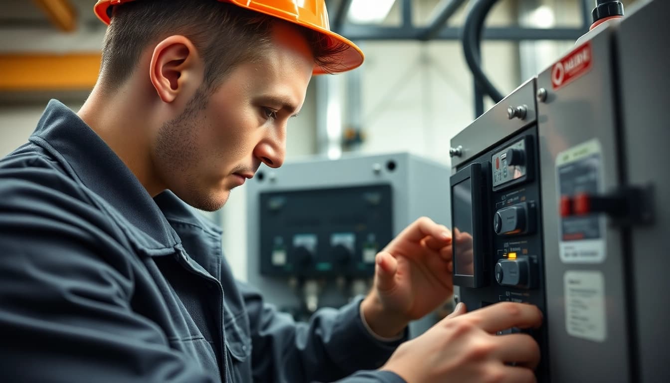 Inspecting electrical devices during a DGUV V3 Prüfung to ensure workplace safety and compliance.