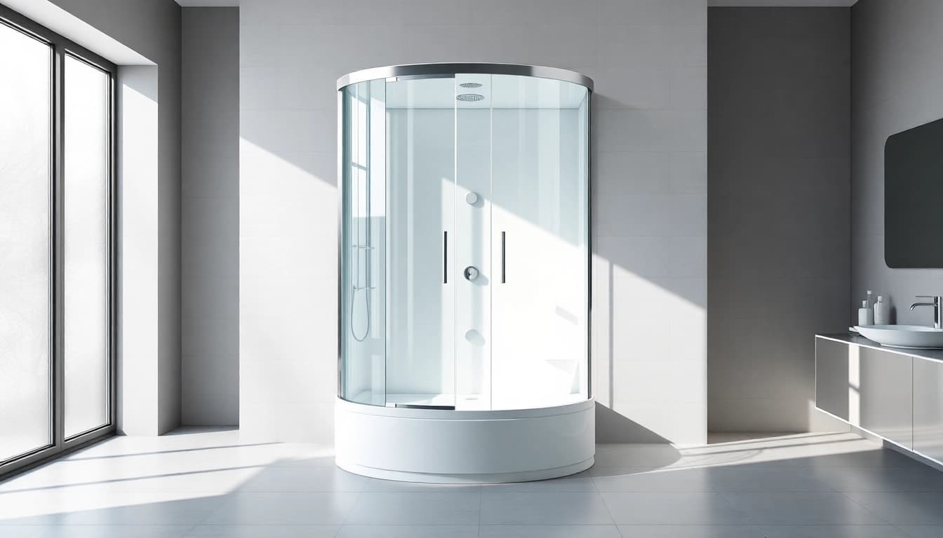 Duschkabine 80x80 in einem eleganten Badezimmer mit moderner Ausstattung und harmonischem Design.