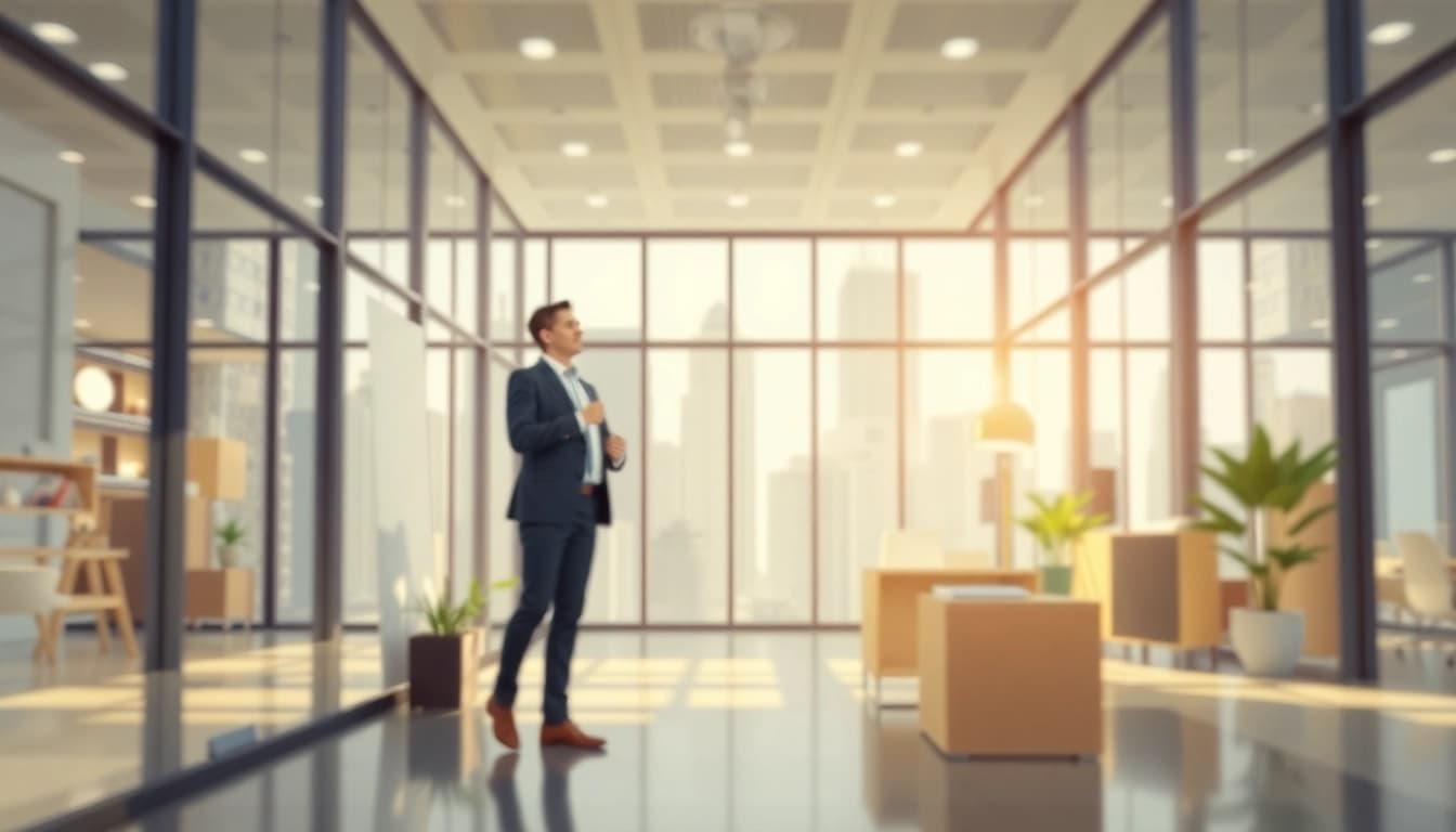 Unternehmensanimation, die kreative Geschäftsszenarien lebendig darstellt und eine dynamische Blickrichtung bietet.