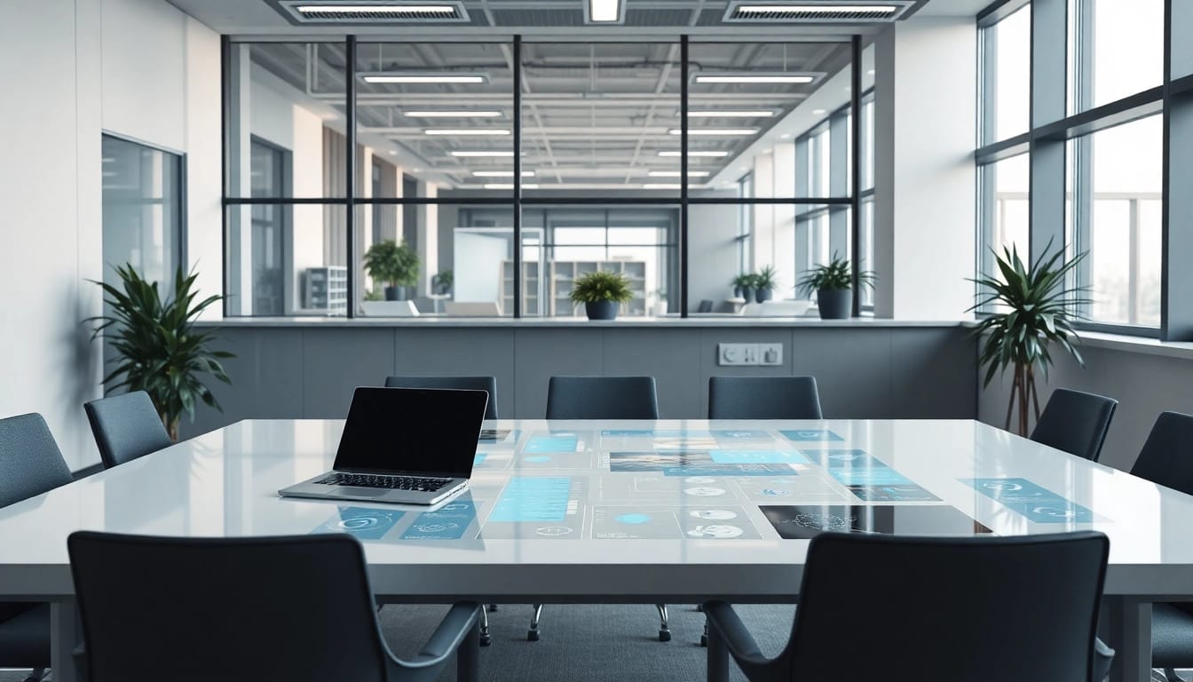 Visualisierung der Prozessoptimierung mit digitalen Werkzeugen in einem modernen Büro.