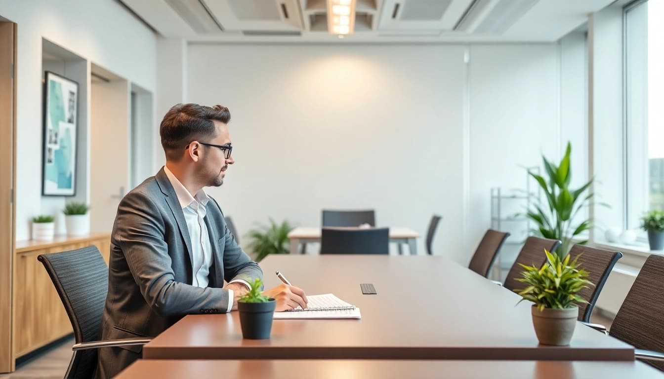Unternehmensberatung: Berater präsentiert Lösungen in einem modernen Bürosetting.