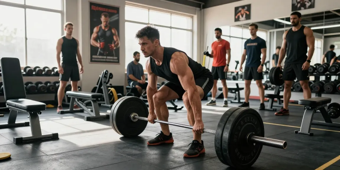 Bodybuilder hebt Gewichte im Fitnessstudio und zeigt das Engagement der Steroidshop-Kunden für hervorragenden Muskelwachstums.