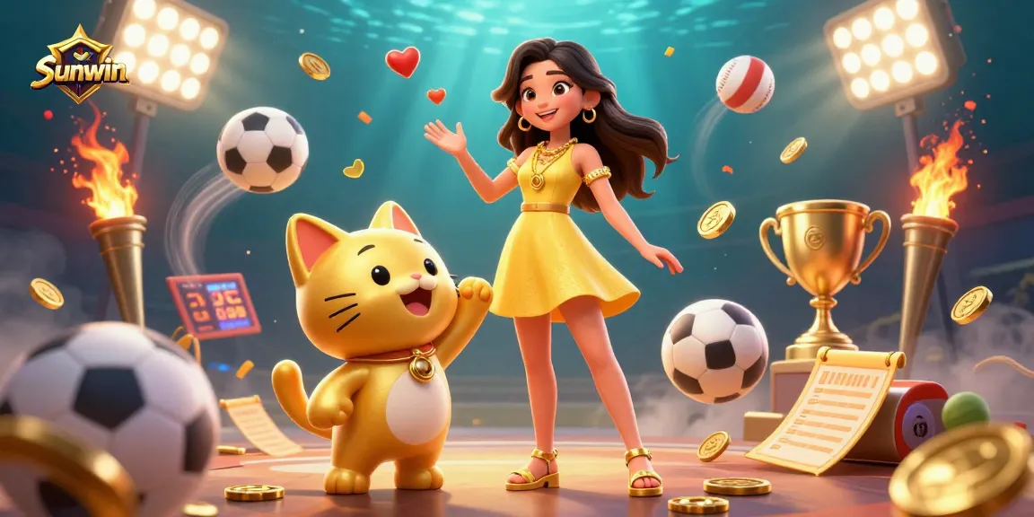 Engage with Sunwin’s vibrant casino action featuring an Asian woman, a lucky cat, and dynamic gameplay elements.