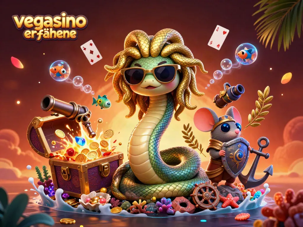 Experience the vibrant energy of vegasino erfahrungen in this lively casino-themed illustration with colorful game elements.