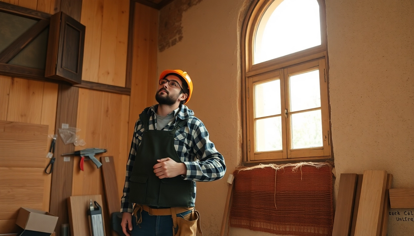 Handwerker bei einer Hausrenovierung: Sorgfältige Arbeit an einem alten Bauernhaus für modernes Wohnen.