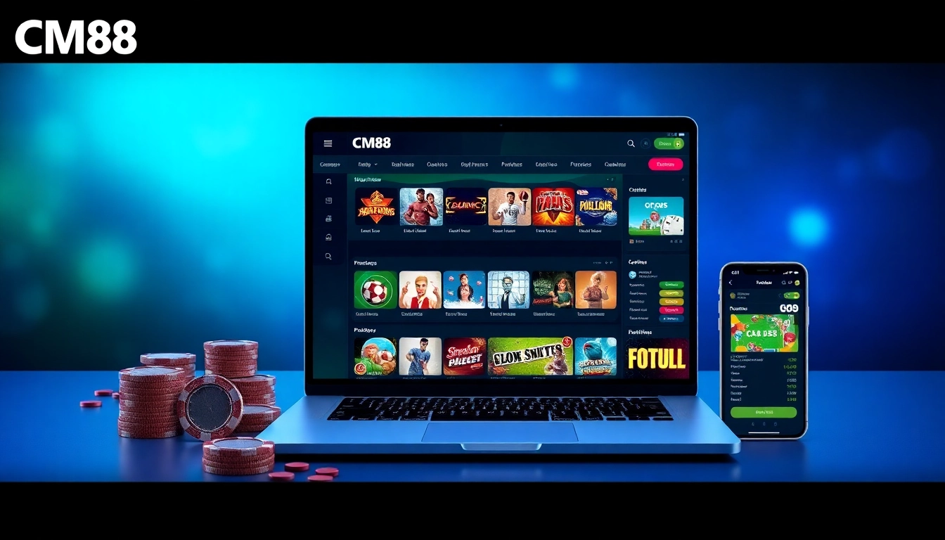 Experience CM88's innovative online betting environment with modern devices and vibrant gaming elements.
