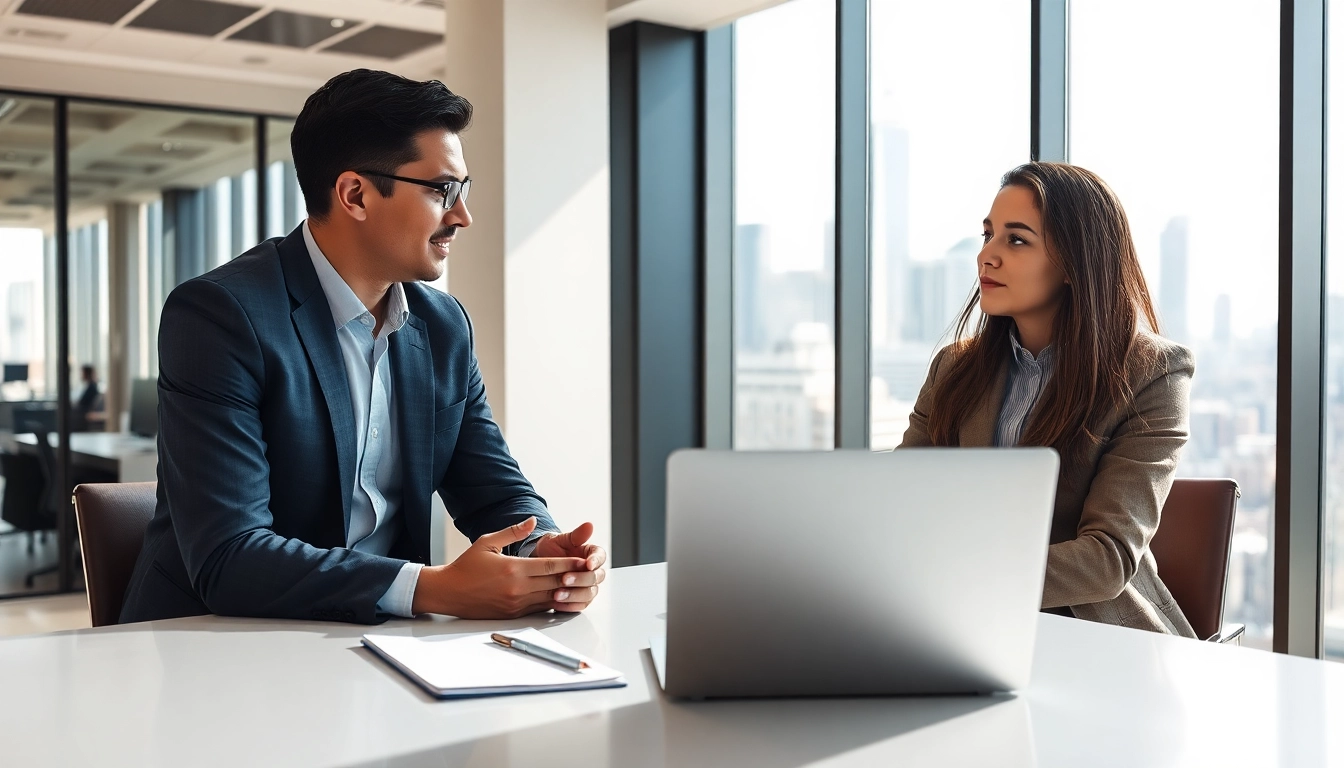 Headhunter Ingenieure führt erfolgreich ein Interview mit einem Ingenieurkandidaten in einem modernen Büro.