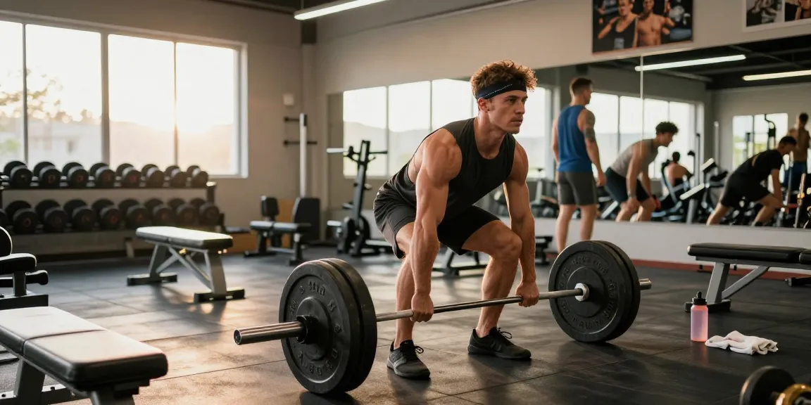 Bodybuilder im Anabolika Shop während des Trainings mit Gewichten für Muskelaufbau.