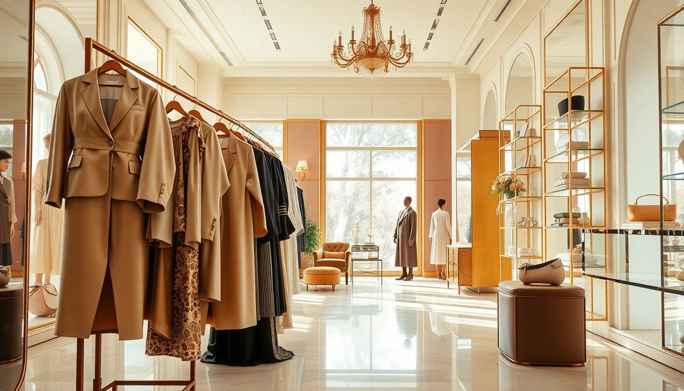 Explore Alvionz's luxurious fashion collection in an elegant boutique atmosphere.