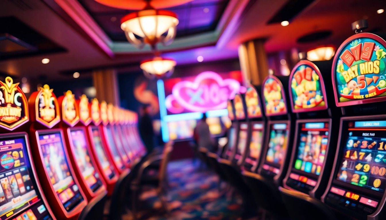 Spiele ohne OASIS spielen in einem modernen Online-Casino mit bunten Spielautomaten und einem einladenden Ambiente.