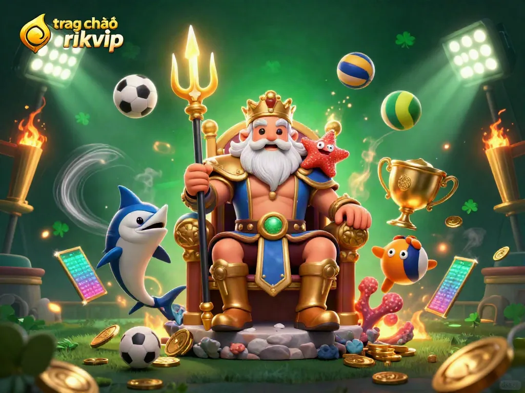 Experience the excitement of trag chủ rikvip with Neptune, sports, and golden casino elements in breathtaking detail.