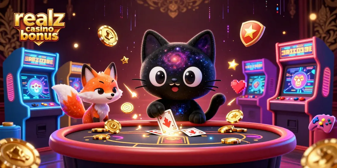 Erlebe den Realz Casino Bonus mit dem charakteristischen Bonus Crab und festlichen Casino-Elementen.