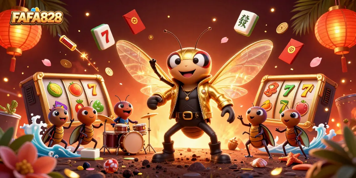 Play FAFA828 to enjoy vibrant slot action with dazzling characters and rich casino elements!