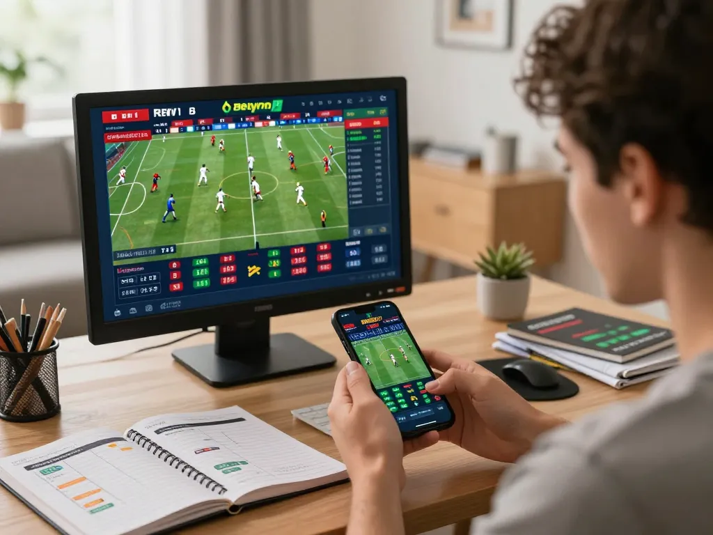 Engaged user exploring keonhacaii for live football betting odds on smartphone