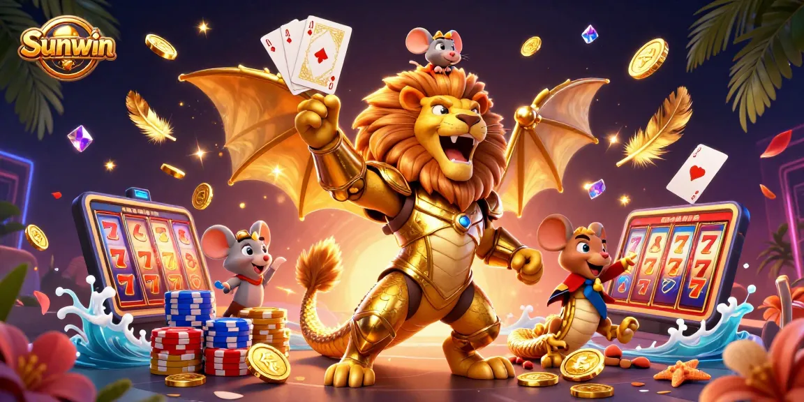 Play with Sunwin's thrilling games featuring a roaring chimera with golden elements.