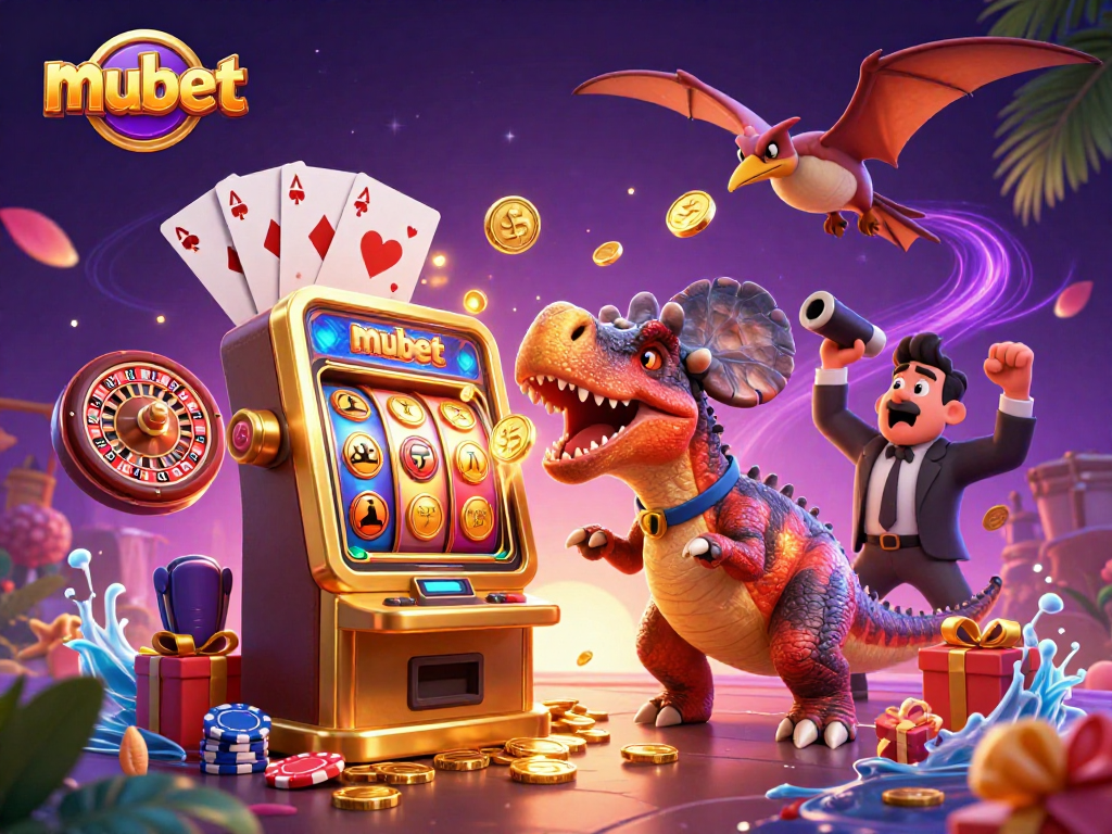 Experience winning with mubet in a vibrant 3D casino scene filled with excitement.
