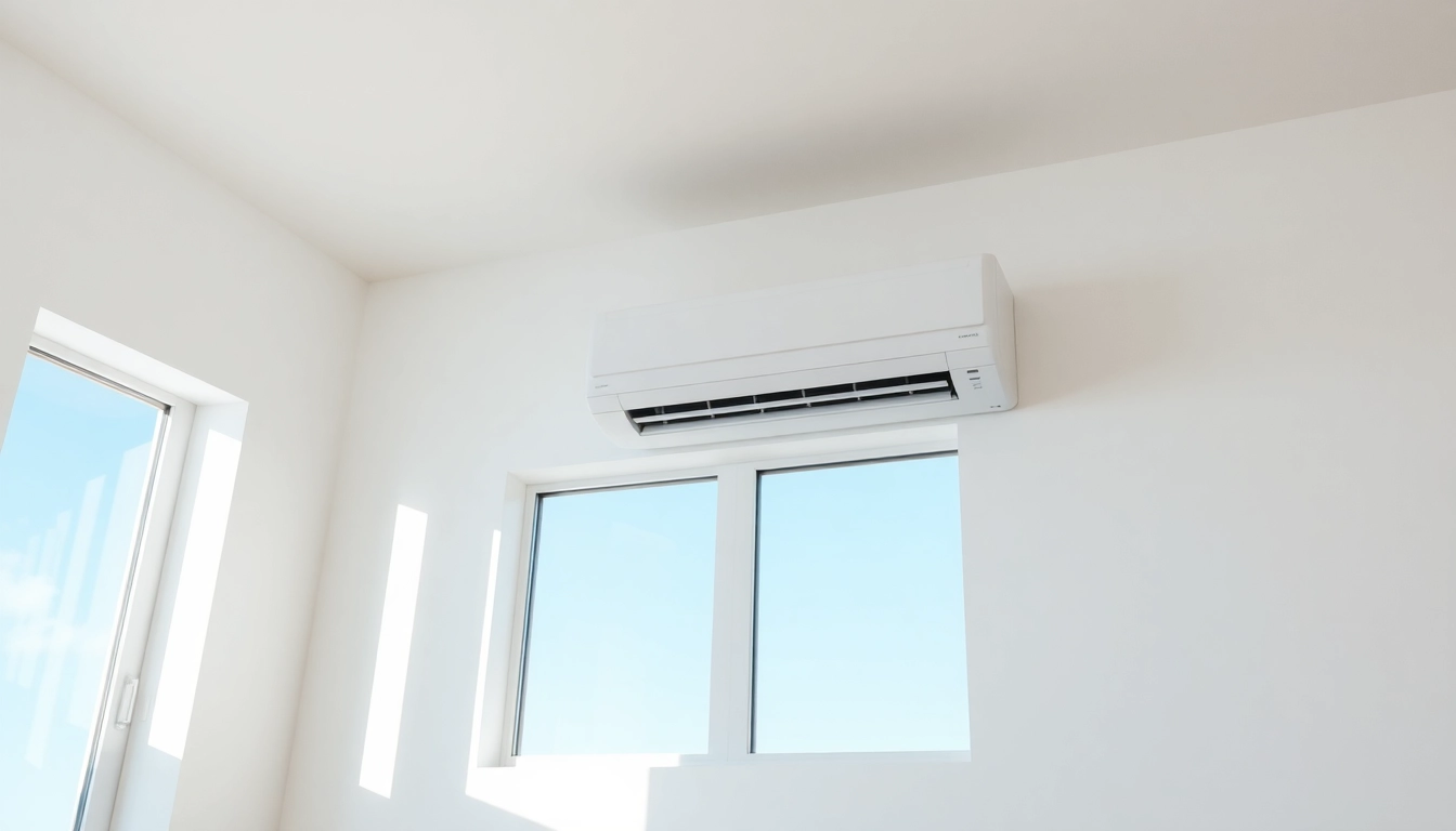 Klima installieren: Step-by-step process of installing a split air conditioning unit in a bright living room.