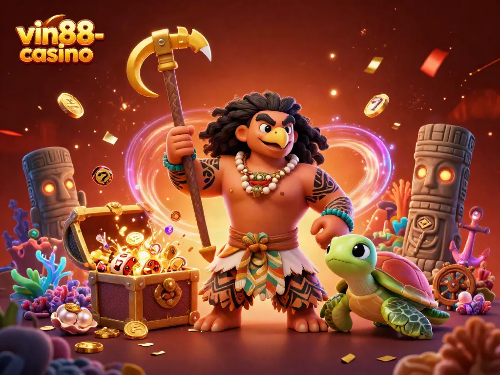 Engage in thrilling gameplay at vin88-casino with gold coins, slot reels, and exciting casino visuals