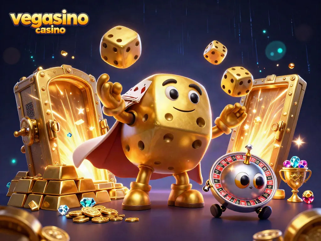Engage with vibrant gameplay at Vegasino Casino through this interactive casino illustration.