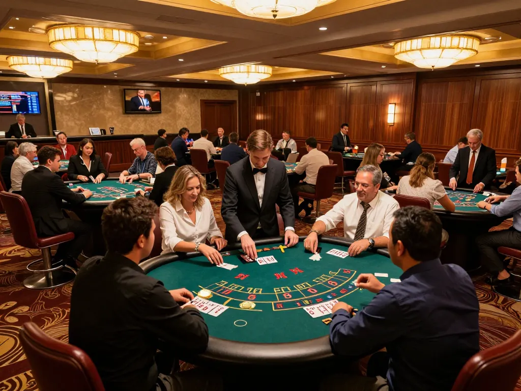 Players enjoying a strategic game of blackjack at 56WIN casino, showcasing excitement and interaction.