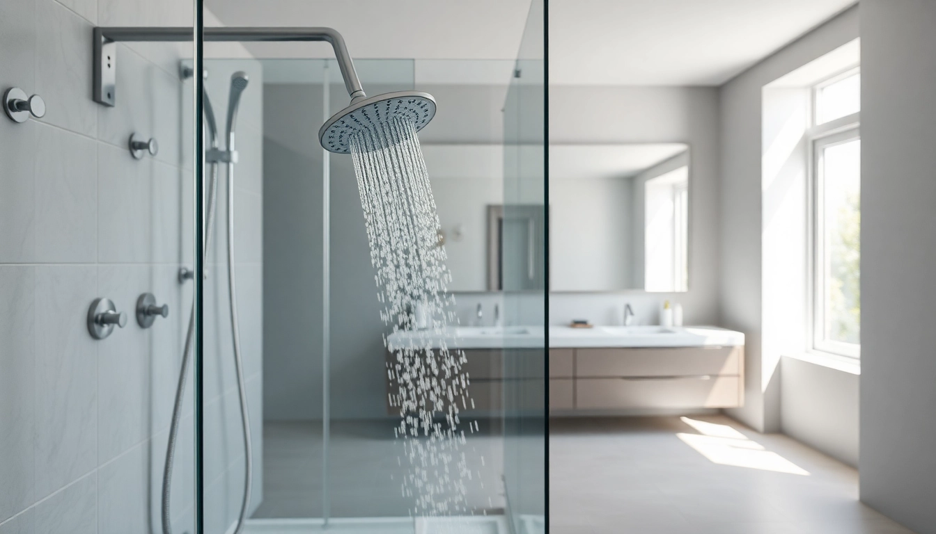 Duschkabine 80x80 in elegantem Badezimmer mit gläserner Wand und modernen Armaturen.