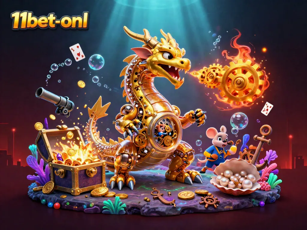 Engage in thrilling gameplay at 11bet-onl with a mechanical dragon guarding treasures.