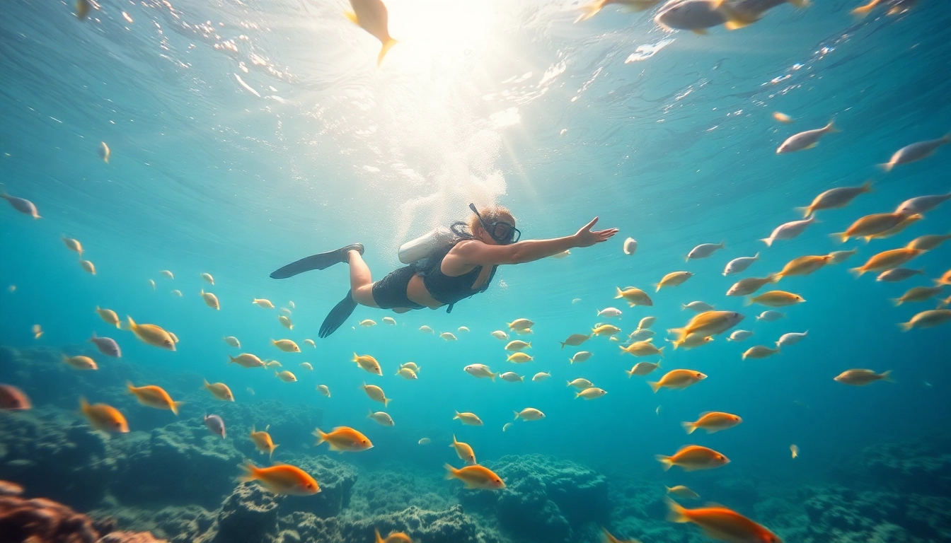 Erleben Sie den TauchKurs Mexiko in atemberaubenden Gewässern mit einem Taucher, der über einem farbenfrohen Korallenriff schwebt.