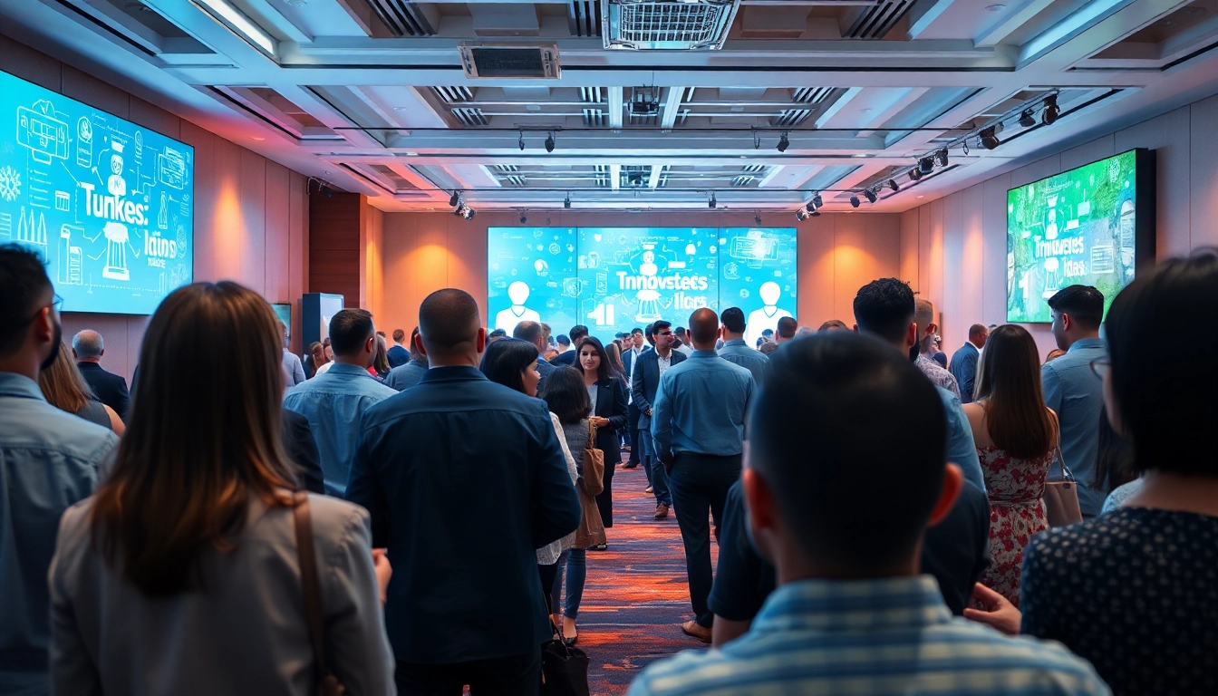 Technologie-Konferenz mit Teilnehmern, die innovative Ideen diskutieren.