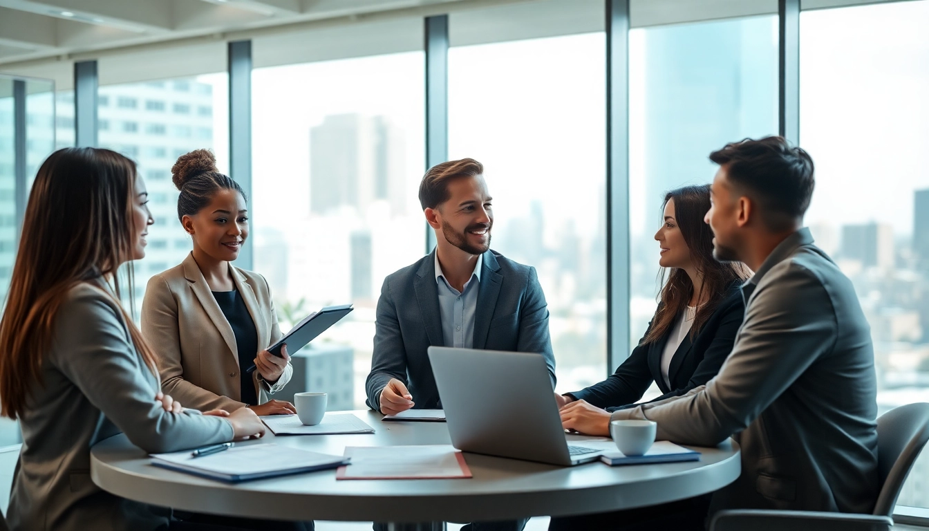 Headhunter Schweiz berät Bewerber in einer modernen Büroumgebung mit städtischem Flair.
