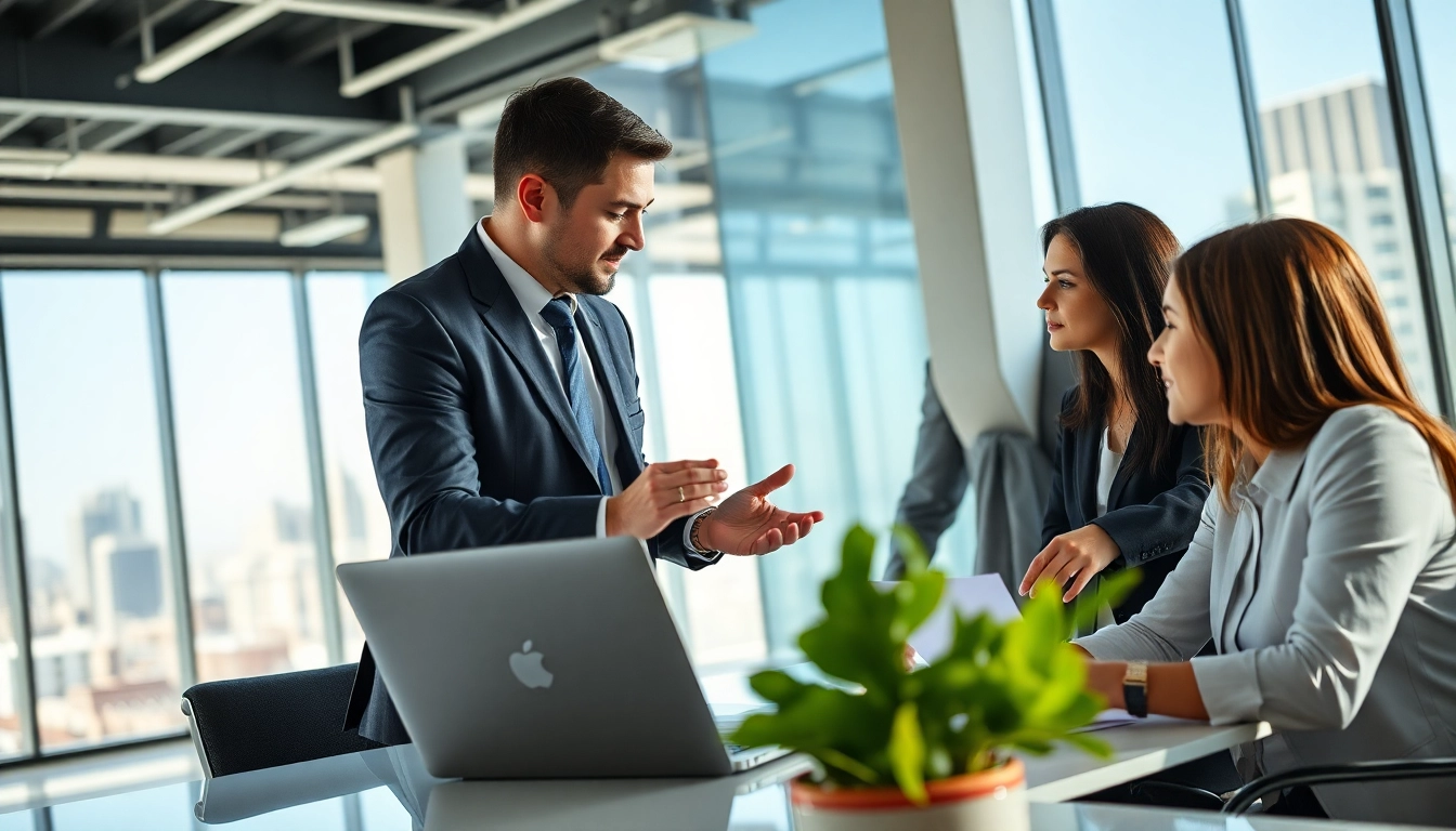 Headhunter Schweiz berät Kunden in einem modernen Büro bei der Jobsuche.
