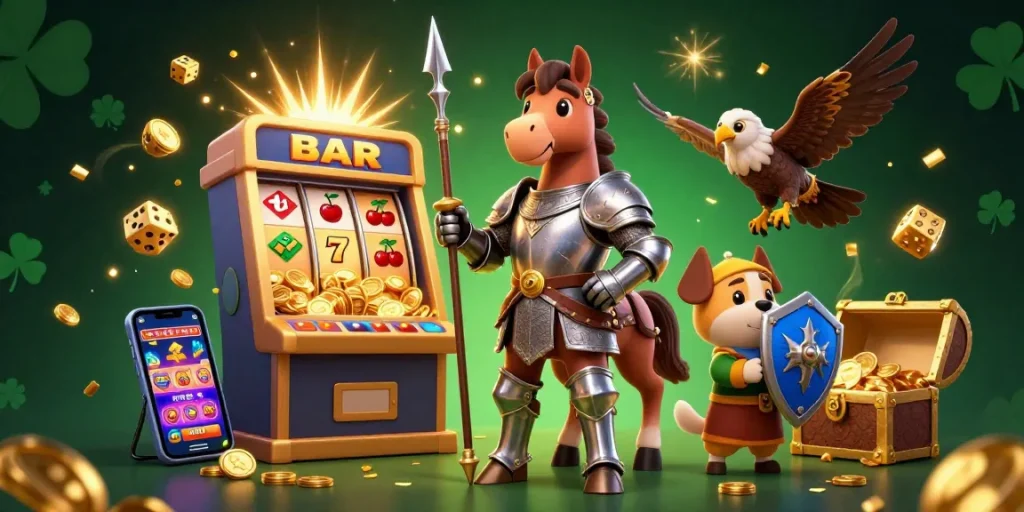 Join the Fun88 adventure as the knight and squire celebrate a jackpot win amidst glowing casino symbols!